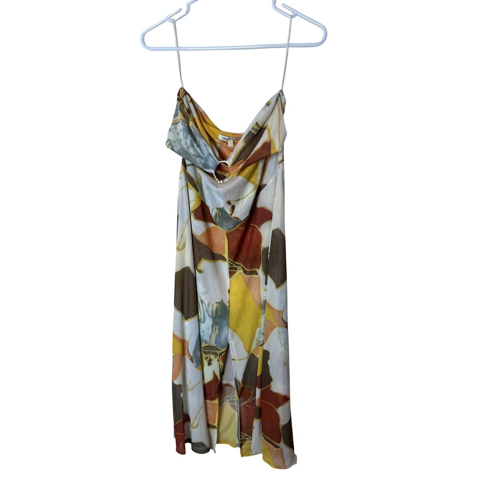 Sarah Hann Dress Womens Small Multicolor Floral Mesh Cowl Neck Slip Sundress
